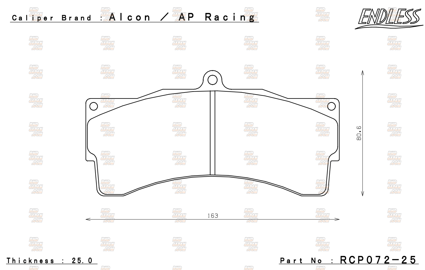 Endless Brake Pads Set MX72 Plus AlconAP Racing Caliper CP6060